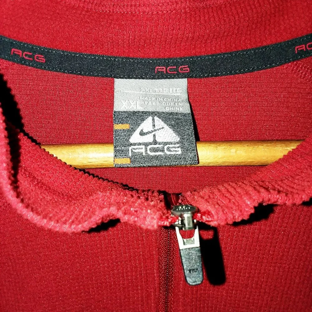 Nike ACG Thermal Waffle Knit 1/2 Zip Red Sz XXL